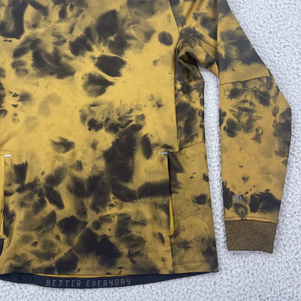 Lululemon Textured Tech Hoodie Mens Small Diamond Dye Gold Spice Black - Picture 4 of 15
